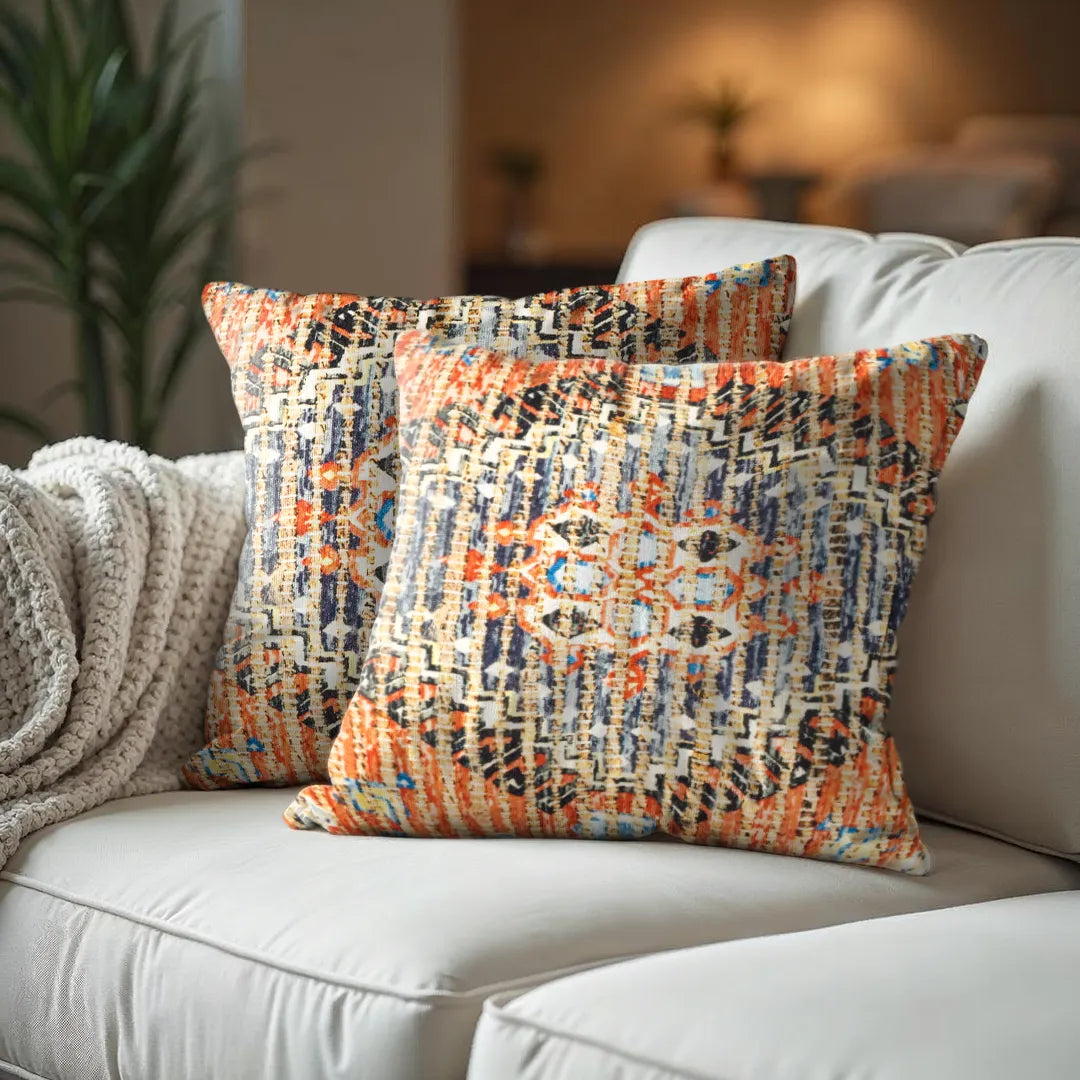Amber and Azure Mystic Mosaic Cushion Cover