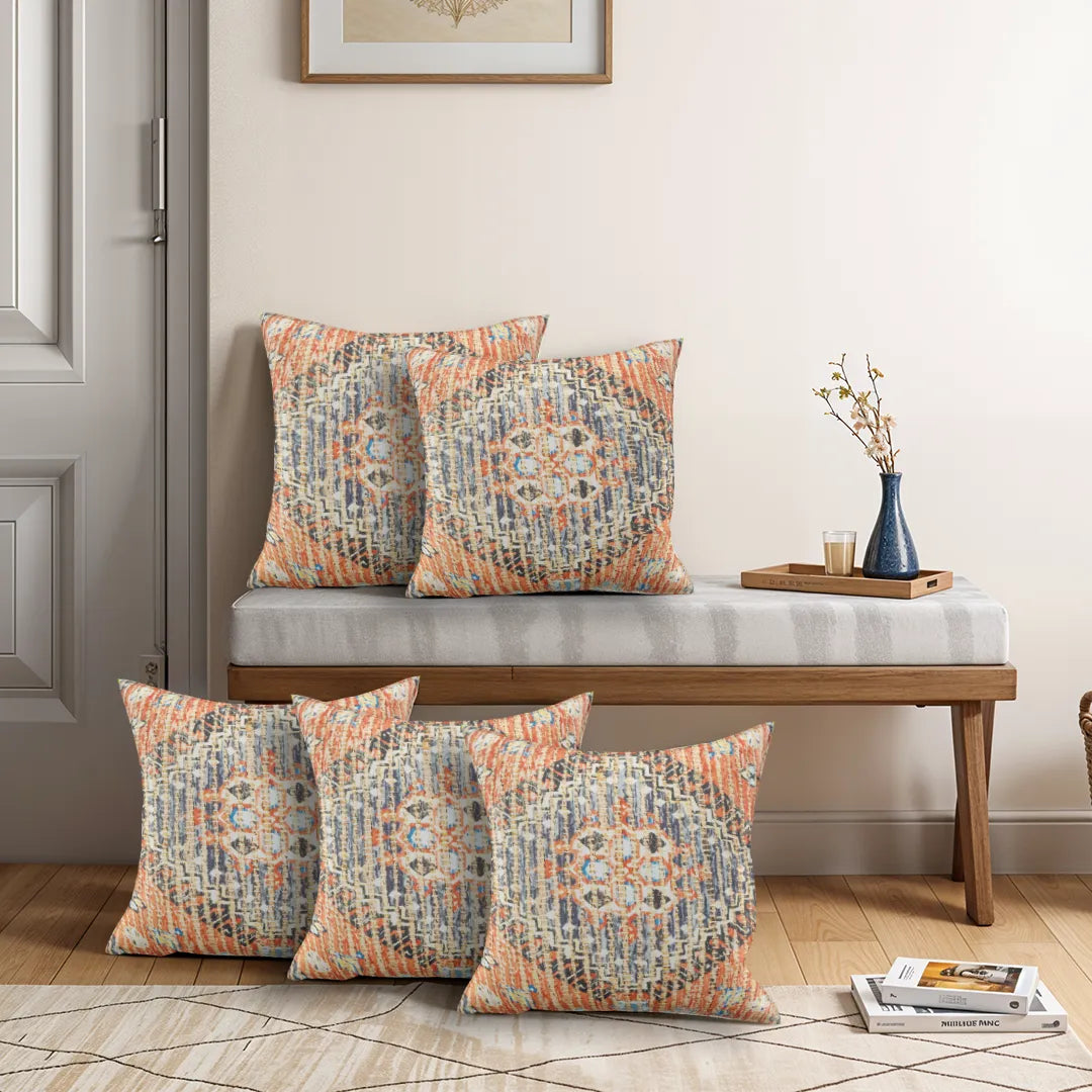 Amber and Azure Mystic Mosaic Cushion Cover