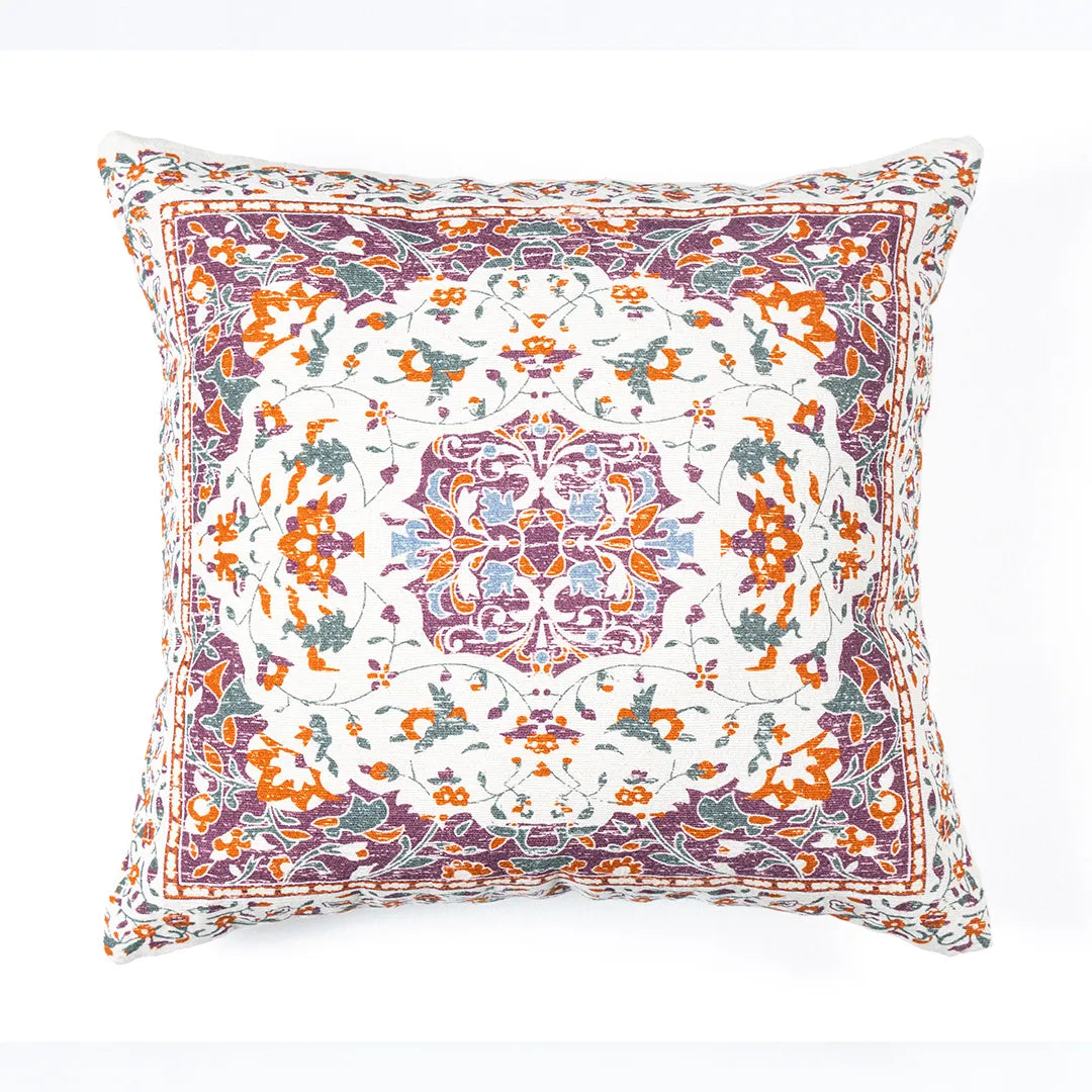 Floral Medallion with Cream Rug Design Cushion Cover
