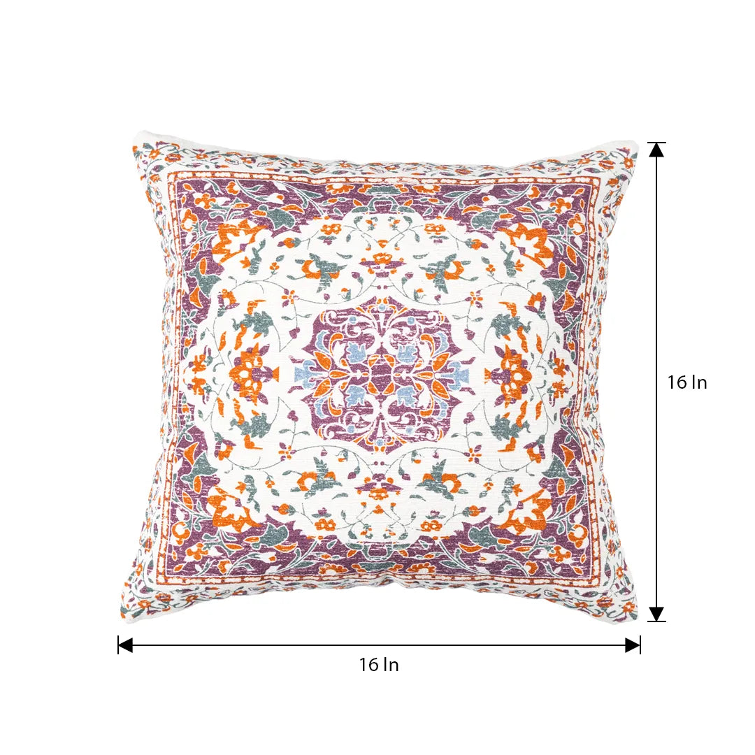 Floral Medallion with Cream Rug Design Cushion Cover