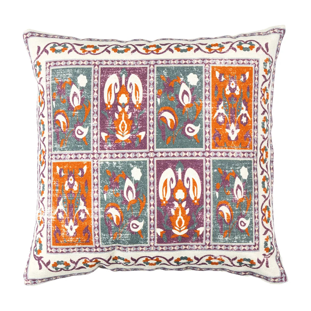 Square Block Floral Cushion Cover