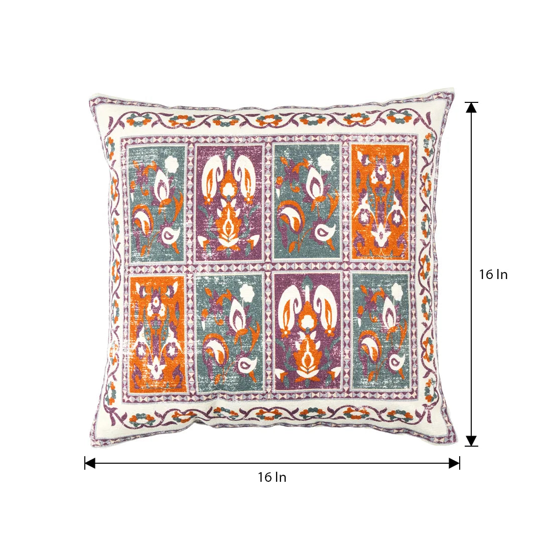 Square Block Floral Cushion Cover