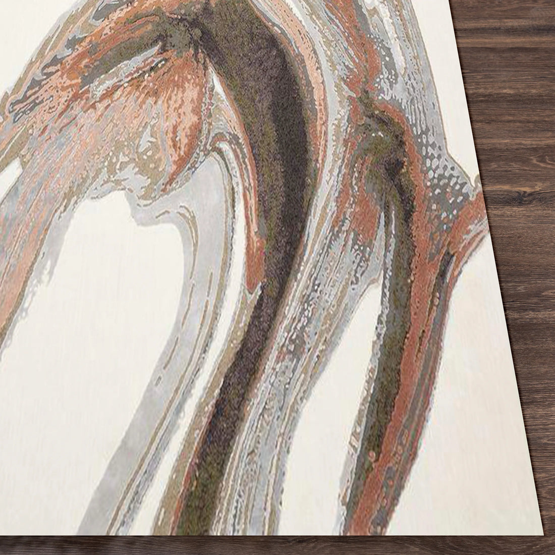 Modern Abstract Rug with Fluid Shapes and Muted Tones