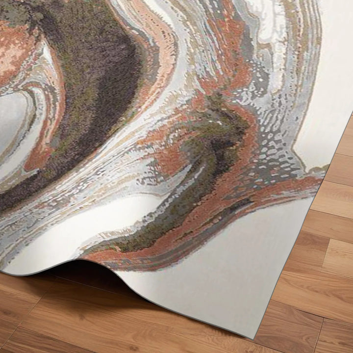 Modern Abstract Rug with Fluid Shapes and Muted Tones