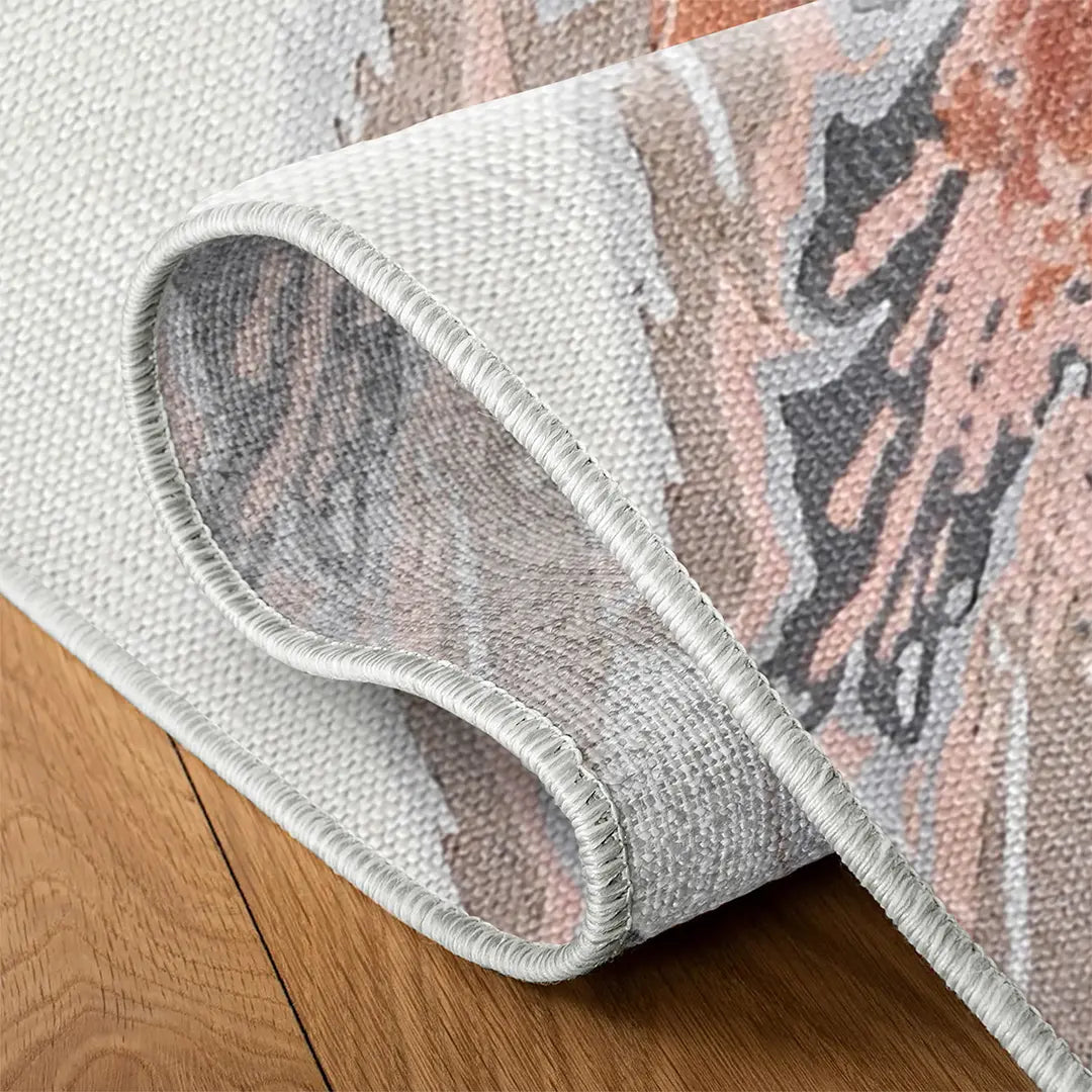 Modern Abstract Rug with Fluid Shapes and Muted Tones