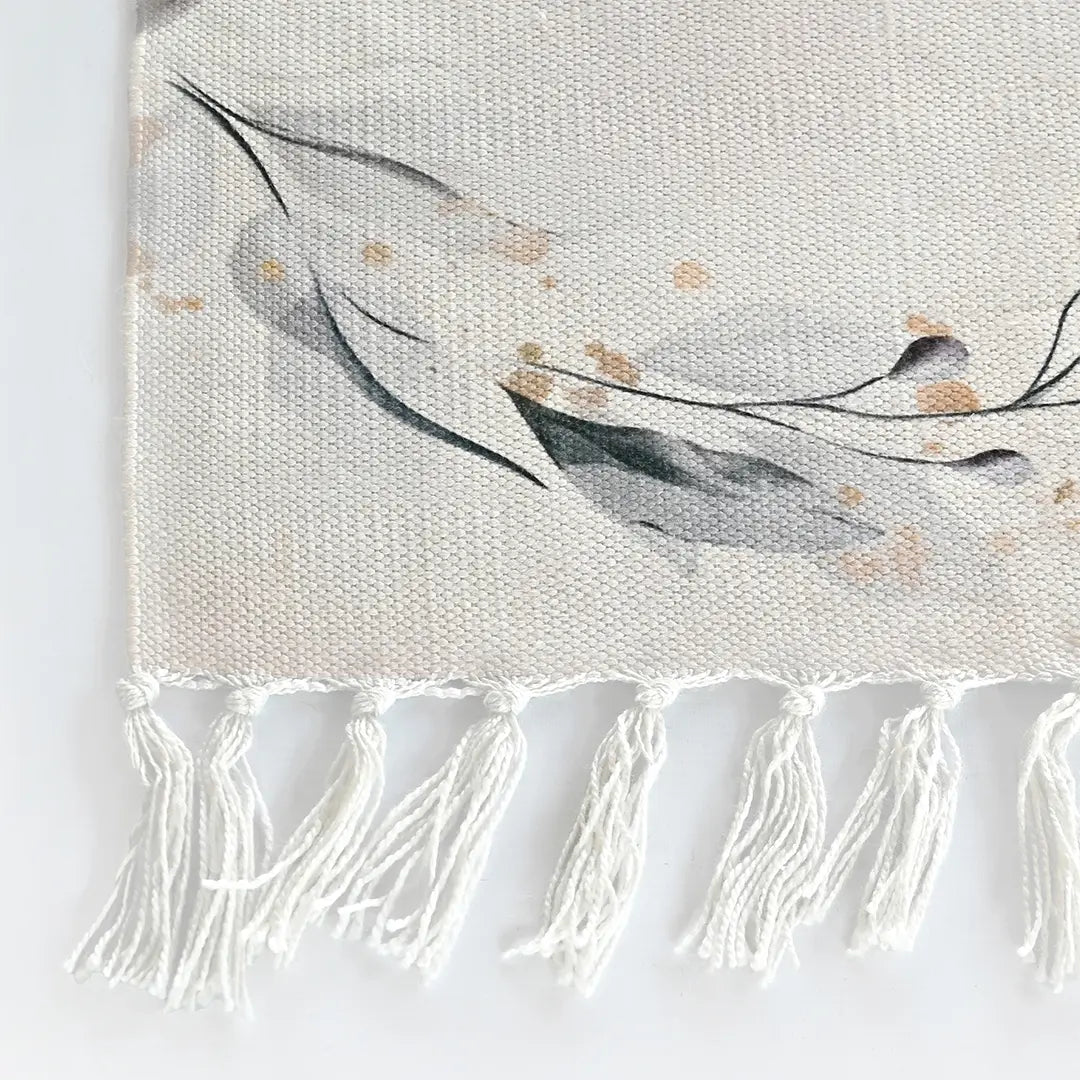 Botanical-Themed Digital Print Rug with Tropical and Floral Motifs