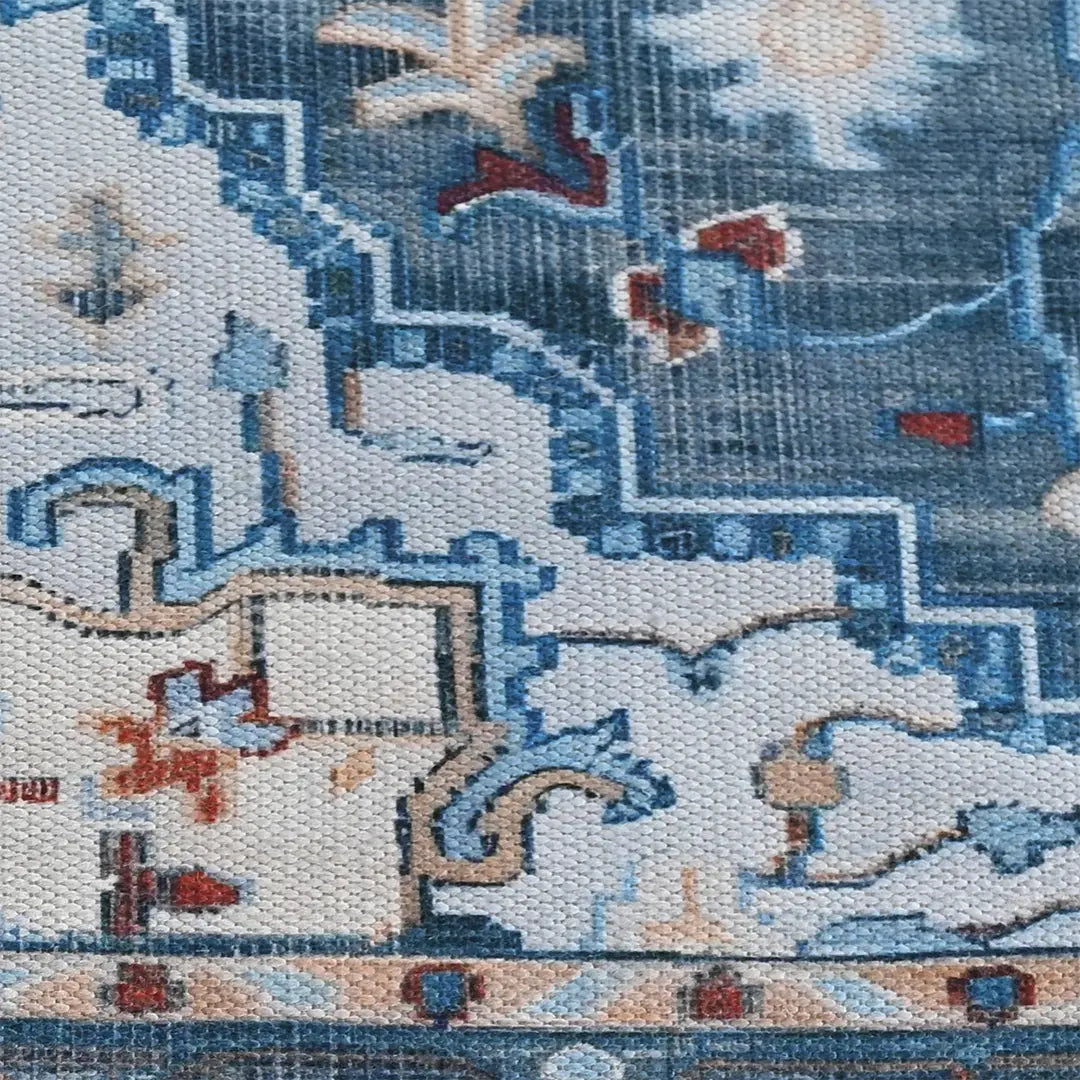 Digital Printed Rug with Classic Central Medallion and Symmetrical Patterns