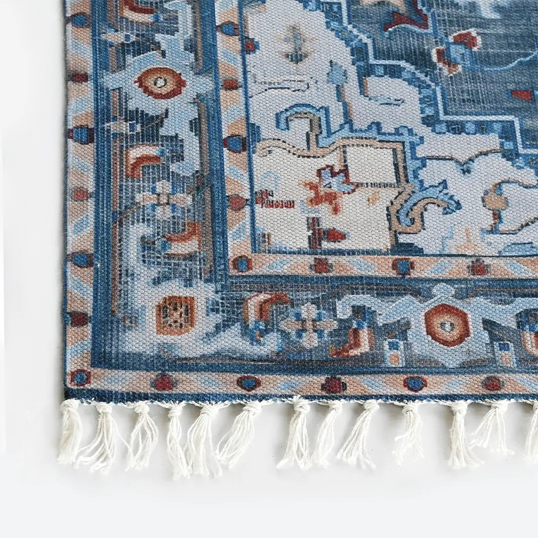 Digital Printed Rug with Classic Central Medallion and Symmetrical Patterns