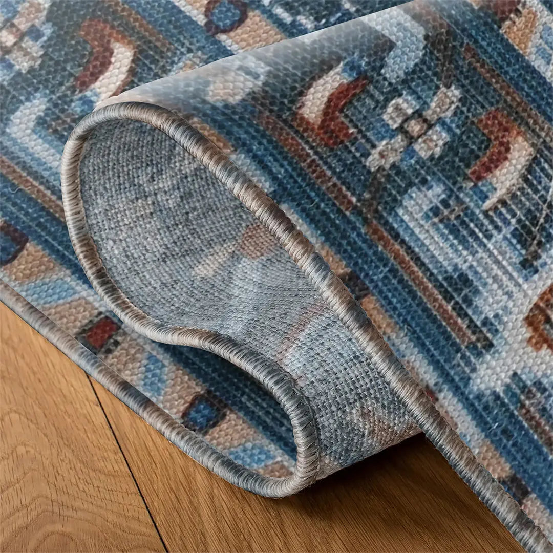 Digital Printed Rug with Classic Central Medallion and Symmetrical Patterns