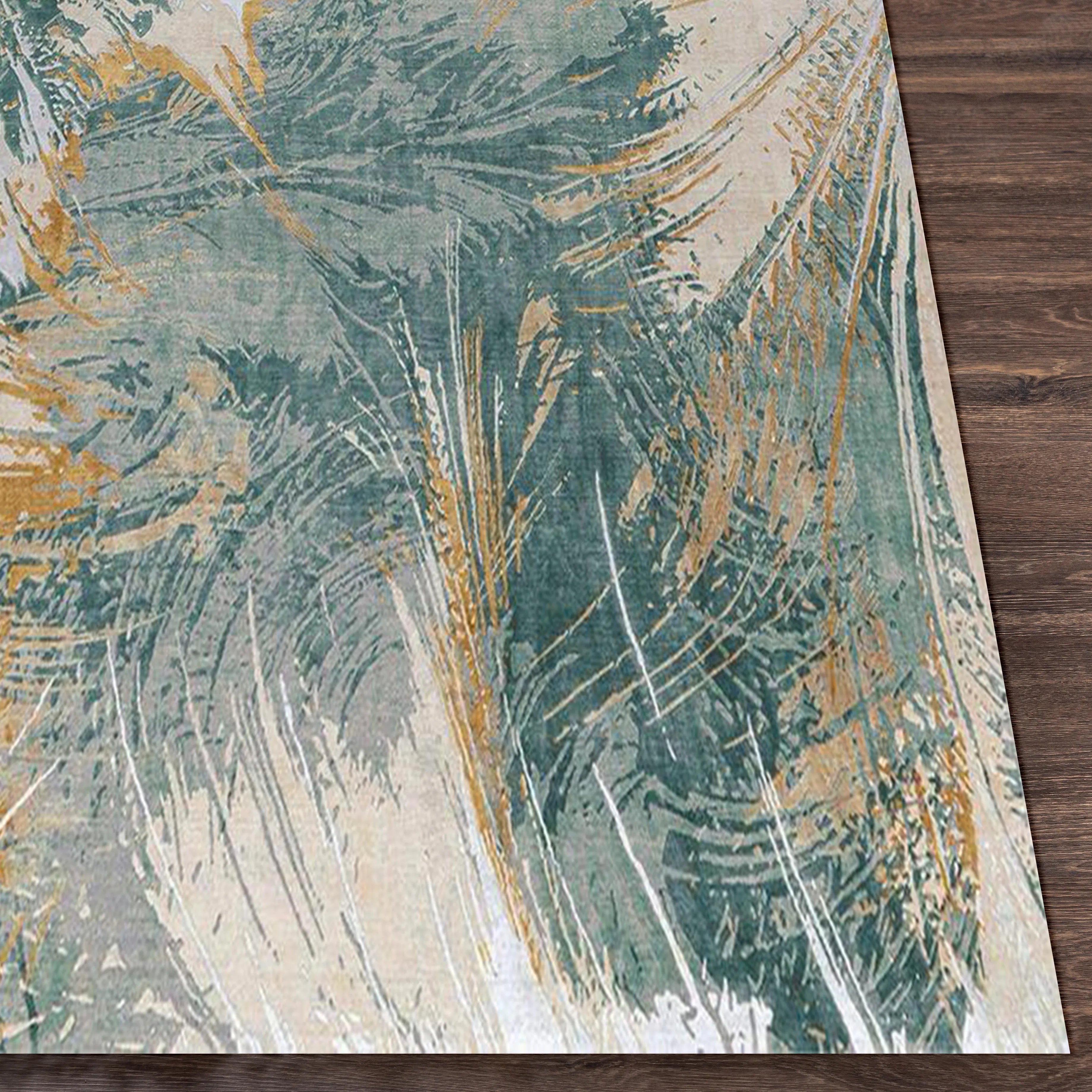 Digital Printed Abstract Rug with Flowing Water-Inspired Patterns