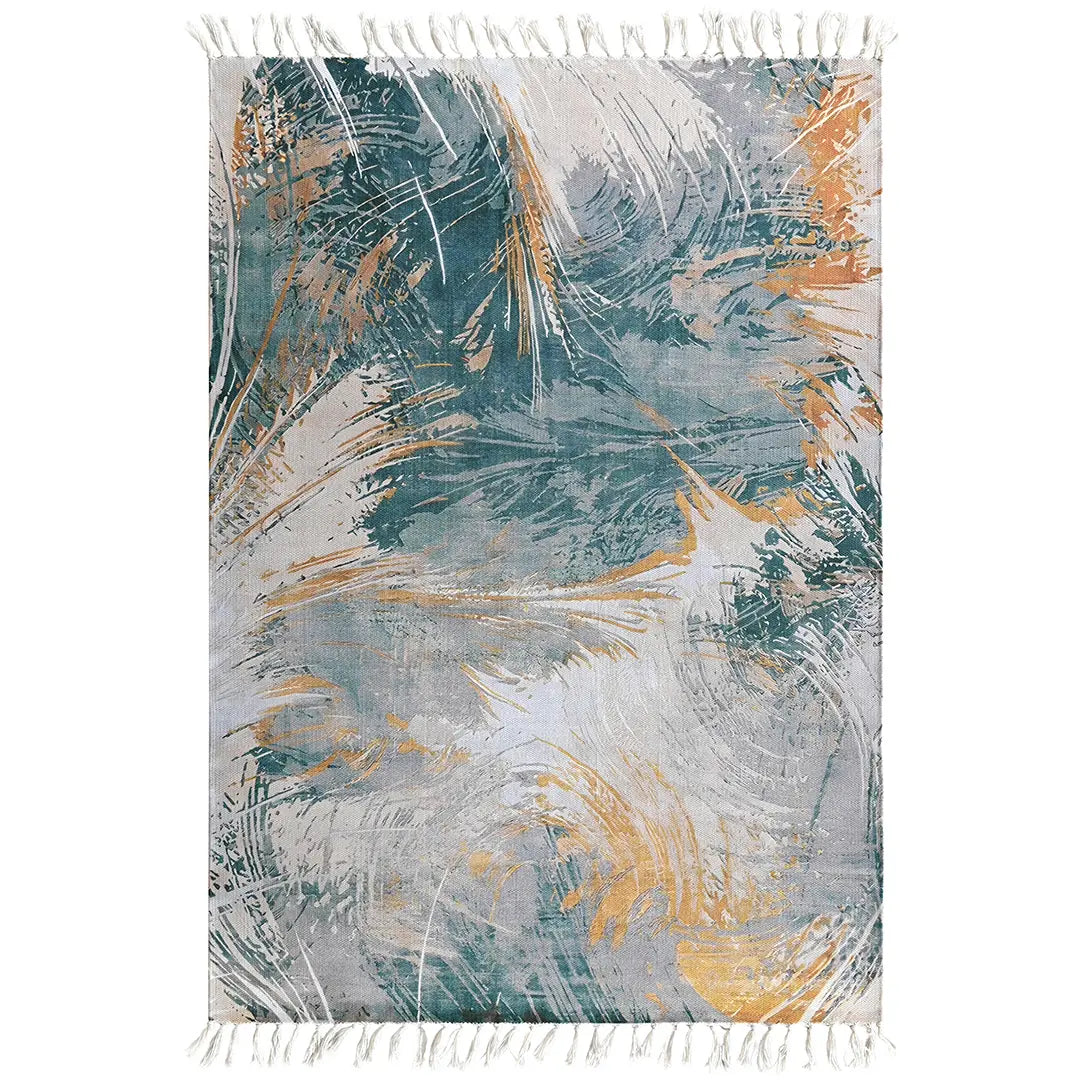 Digital Printed Abstract Rug with Flowing Water-Inspired Patterns