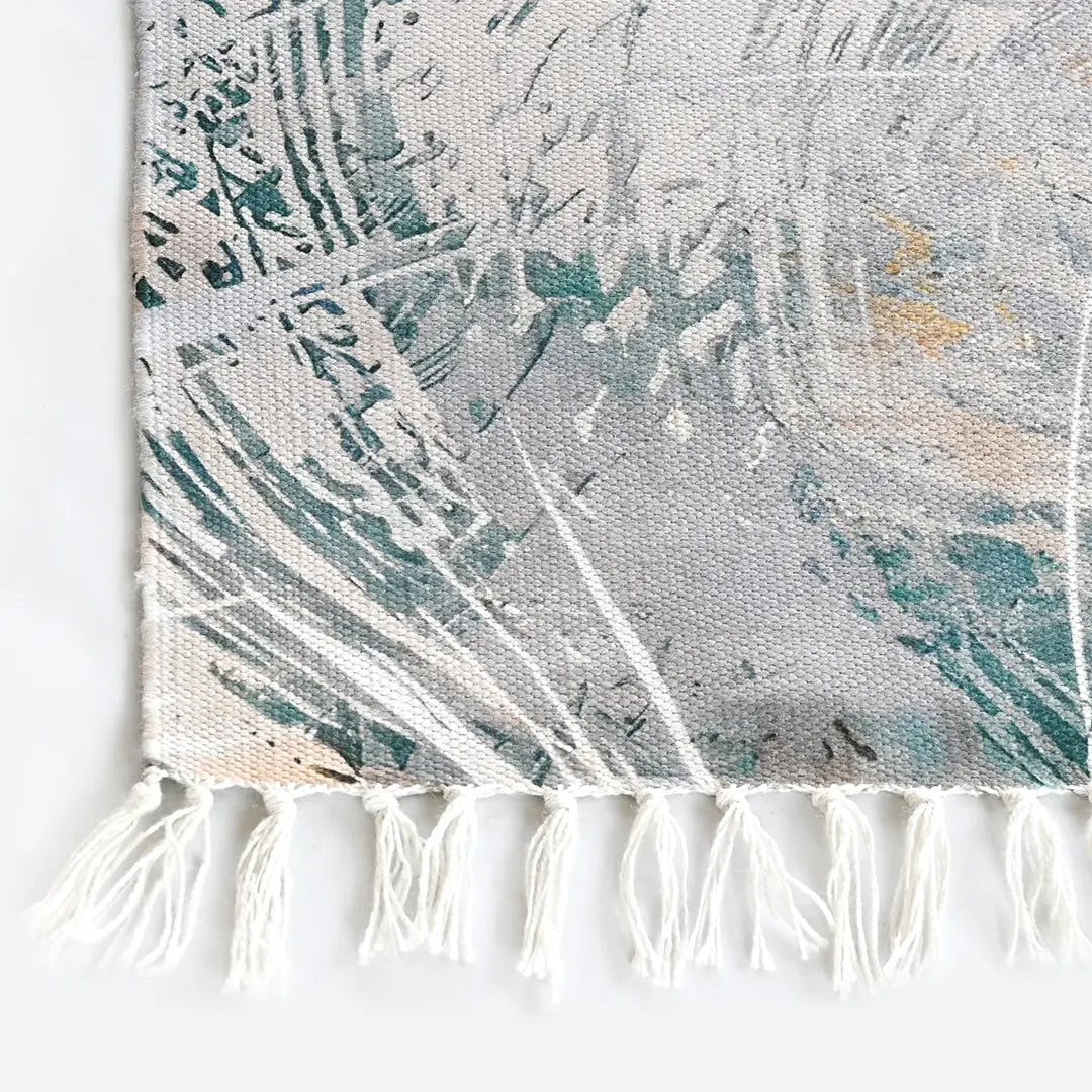 Digital Printed Abstract Rug with Flowing Water-Inspired Patterns