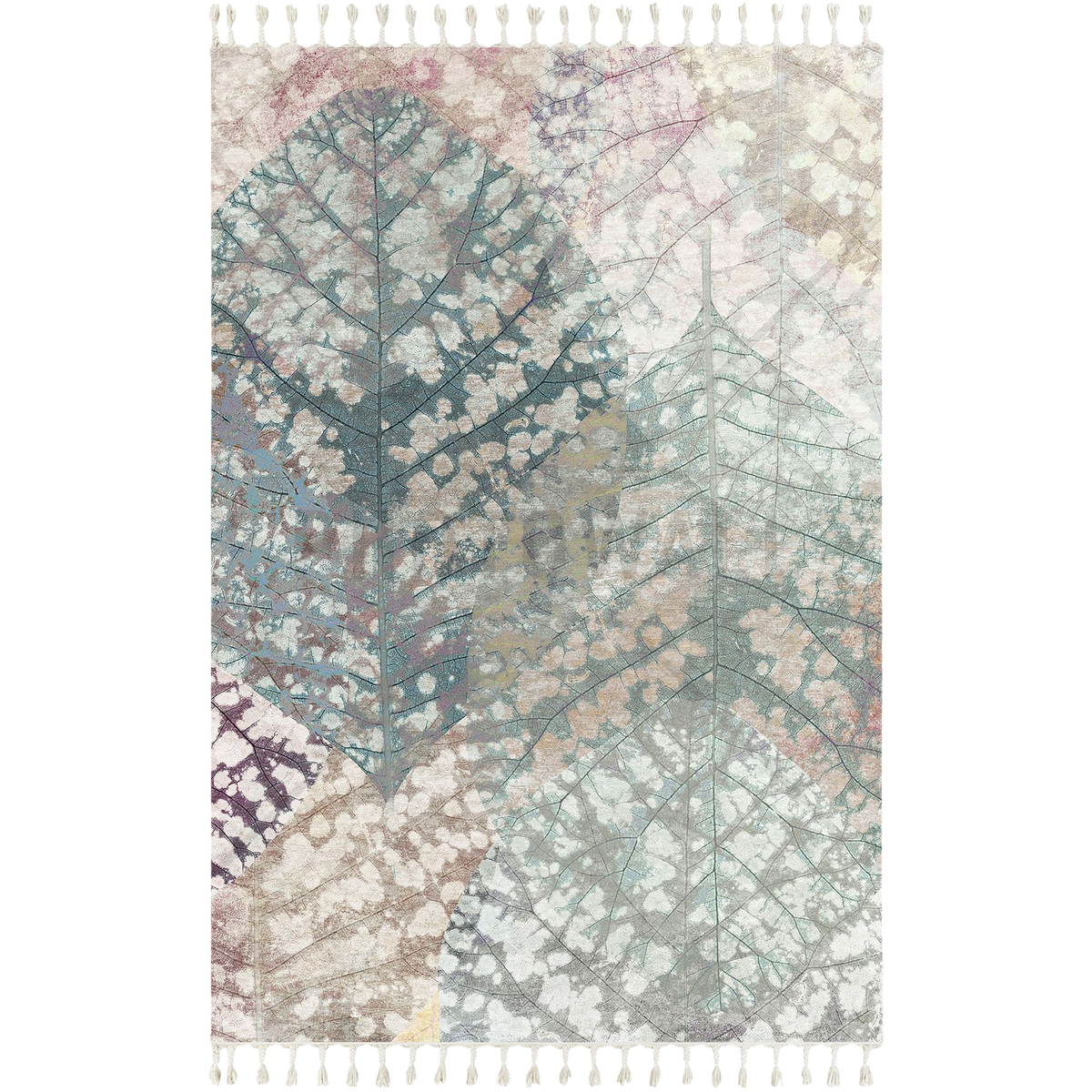 Digital Print Rug - Textured Overlapping Leaf Design