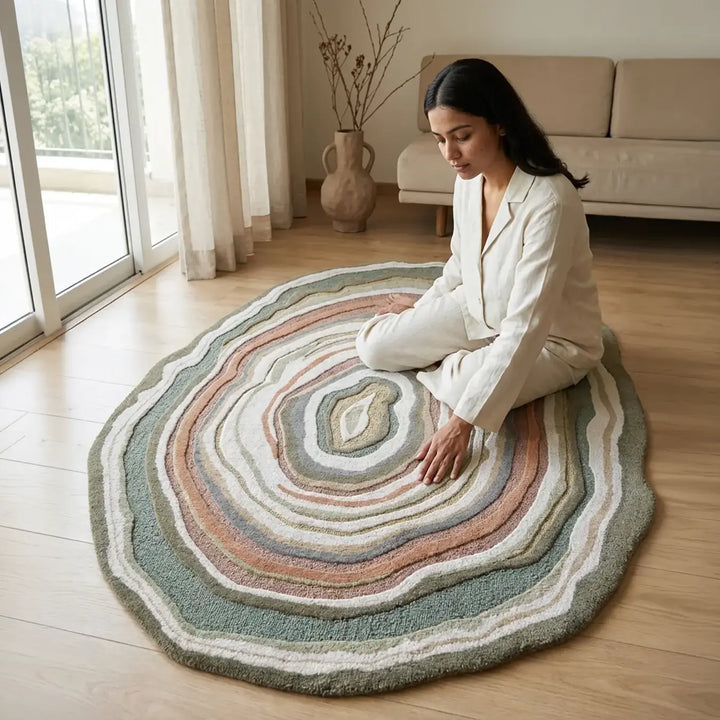 Natural Stone-Inspired Contour Design Rug