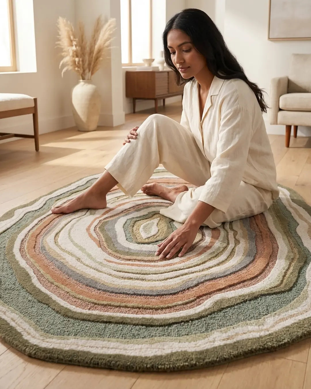 Natural Stone-Inspired Contour Design Rug