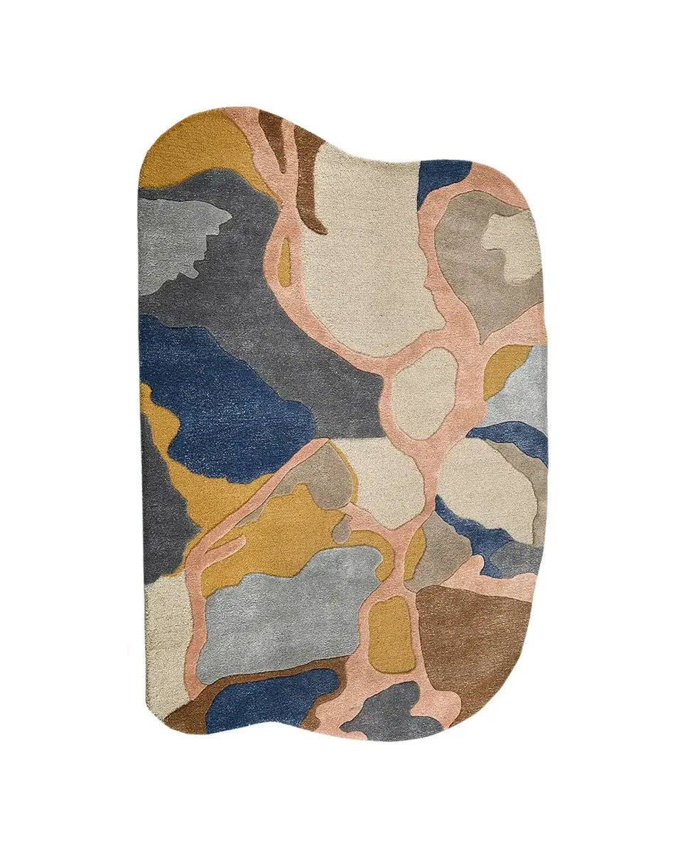 Stone Mosaic Rug – Hand Tufted Wool Viscose Multi Color Rug