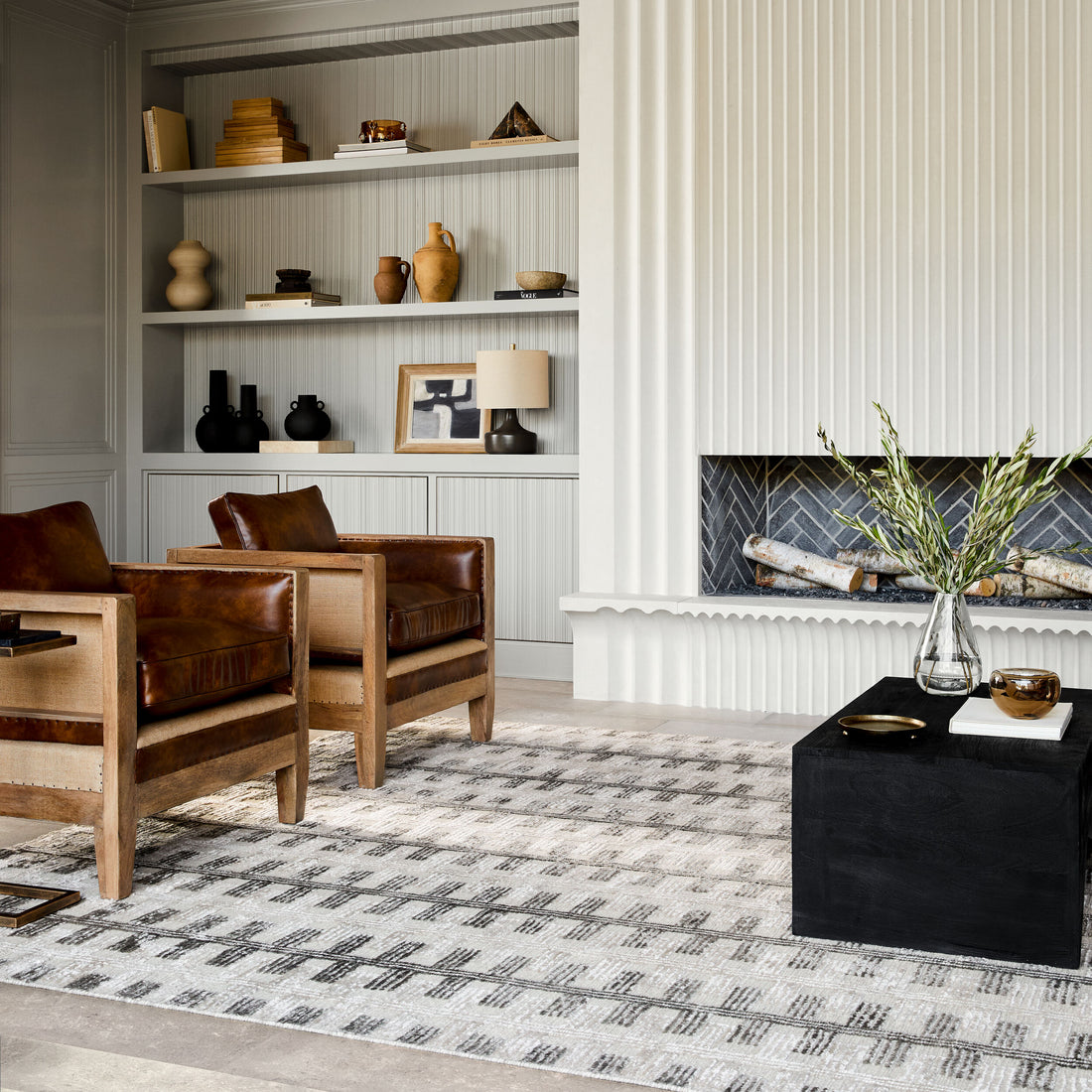 Black Rustic Small Acacia Wood Coffee Table