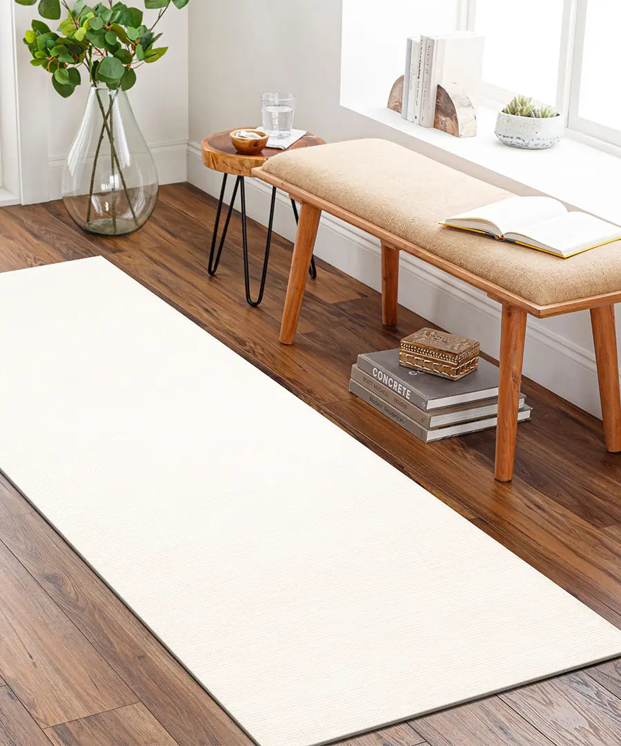 Hand Loomed Solid Amalfi Ivory Viscose & Wool Rug