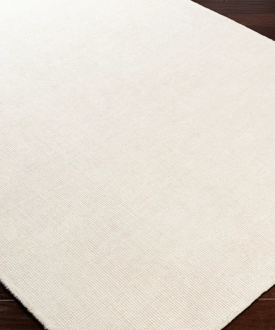 Hand Loomed Solid Amalfi Ivory Viscose & Wool Rug