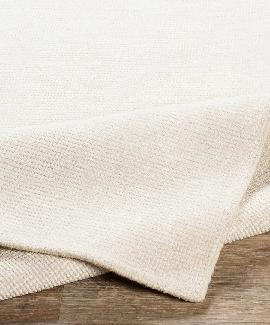 Hand Loomed Solid Amalfi Ivory Viscose & Wool Rug