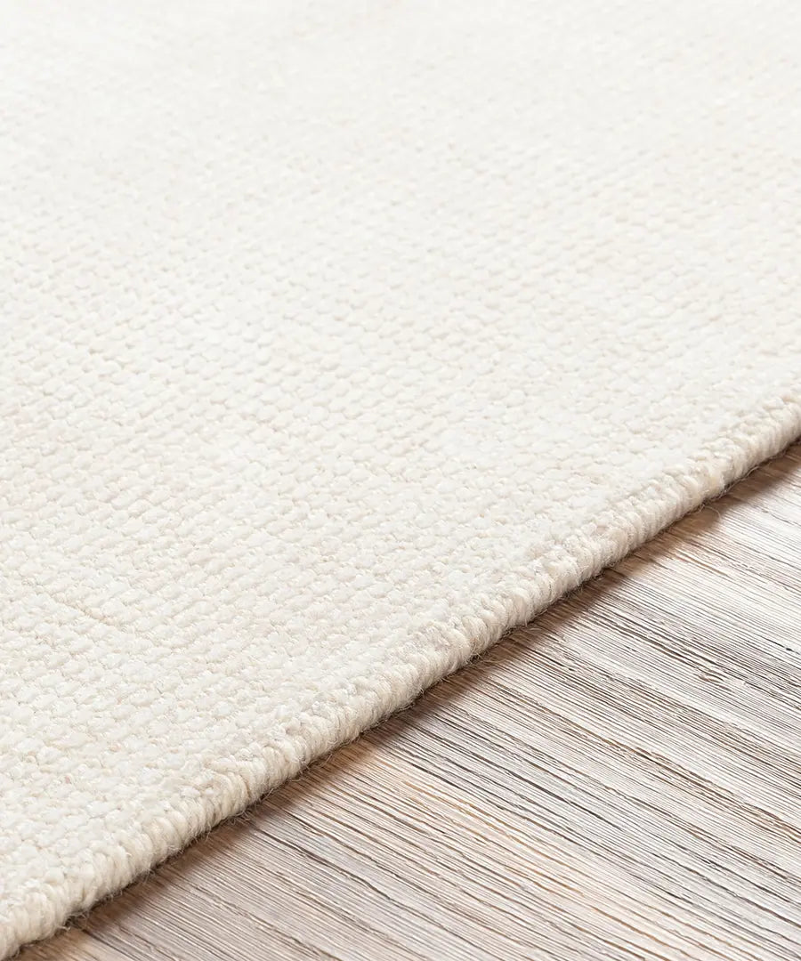Hand Loomed Solid Amalfi Ivory Viscose & Wool Rug