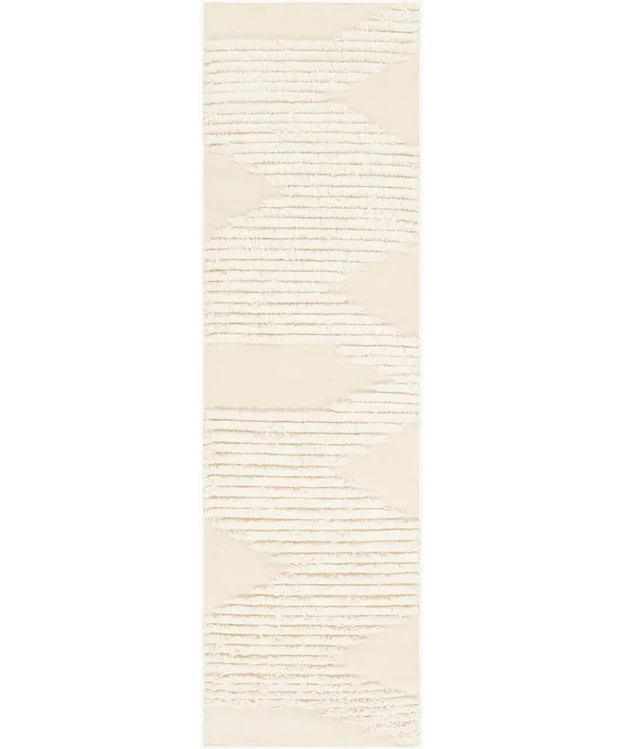 Hand Woven Geometric & Stripes Apache Ivory Wool Rug