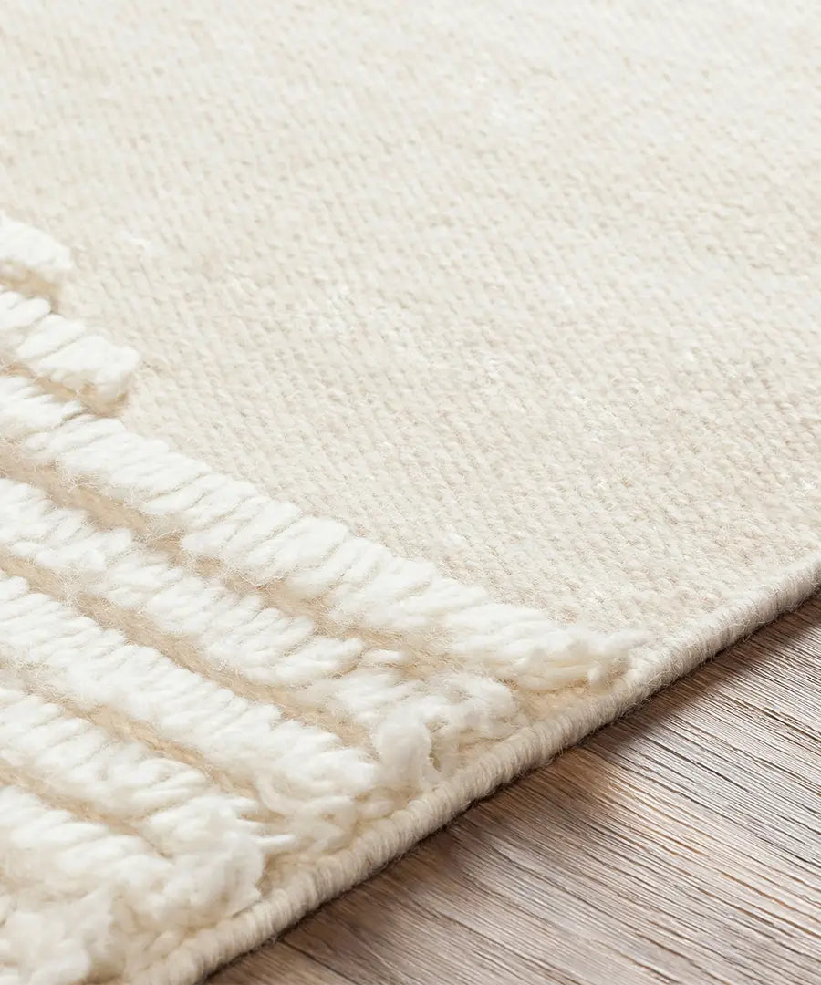 Hand Woven Geometric & Stripes Apache Ivory Wool Rug