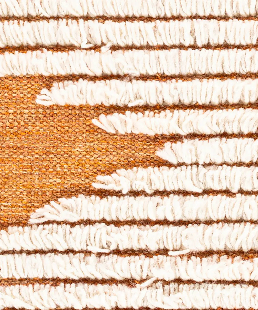 Hand Woven Geometric & Stripes Apache Orange Wool Rug