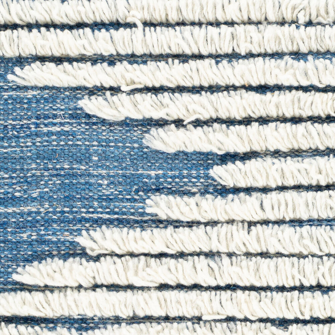 Apache Hand-Woven Cream and Bright Blue Wool Rug