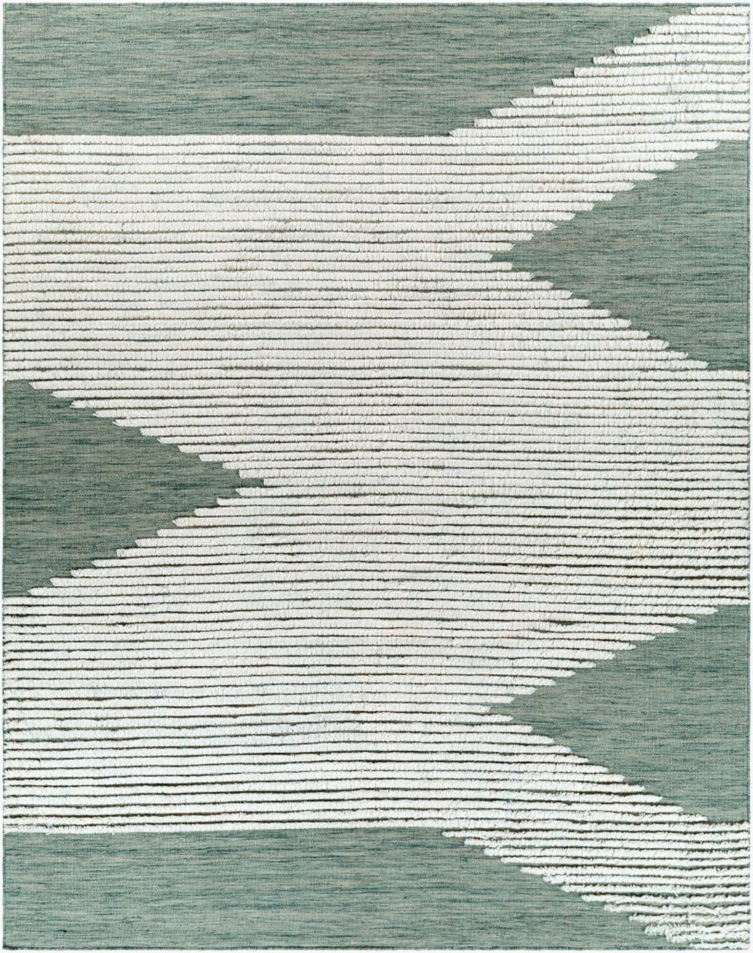 Apache Hand-Woven Sage, Dark Green, and Cream Wool Rug