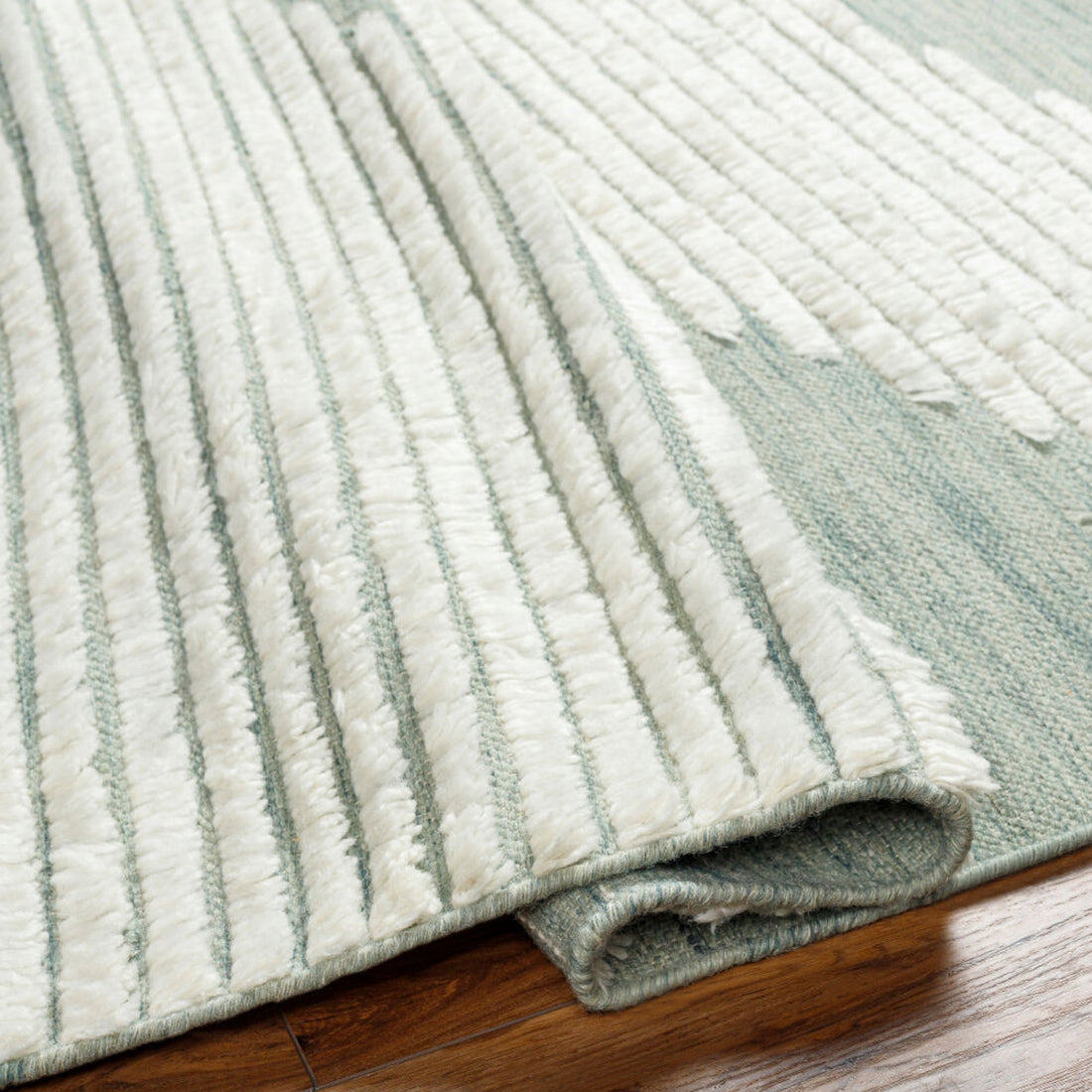 Apache Hand-Woven Sage, Dark Green, and Cream Wool Rug