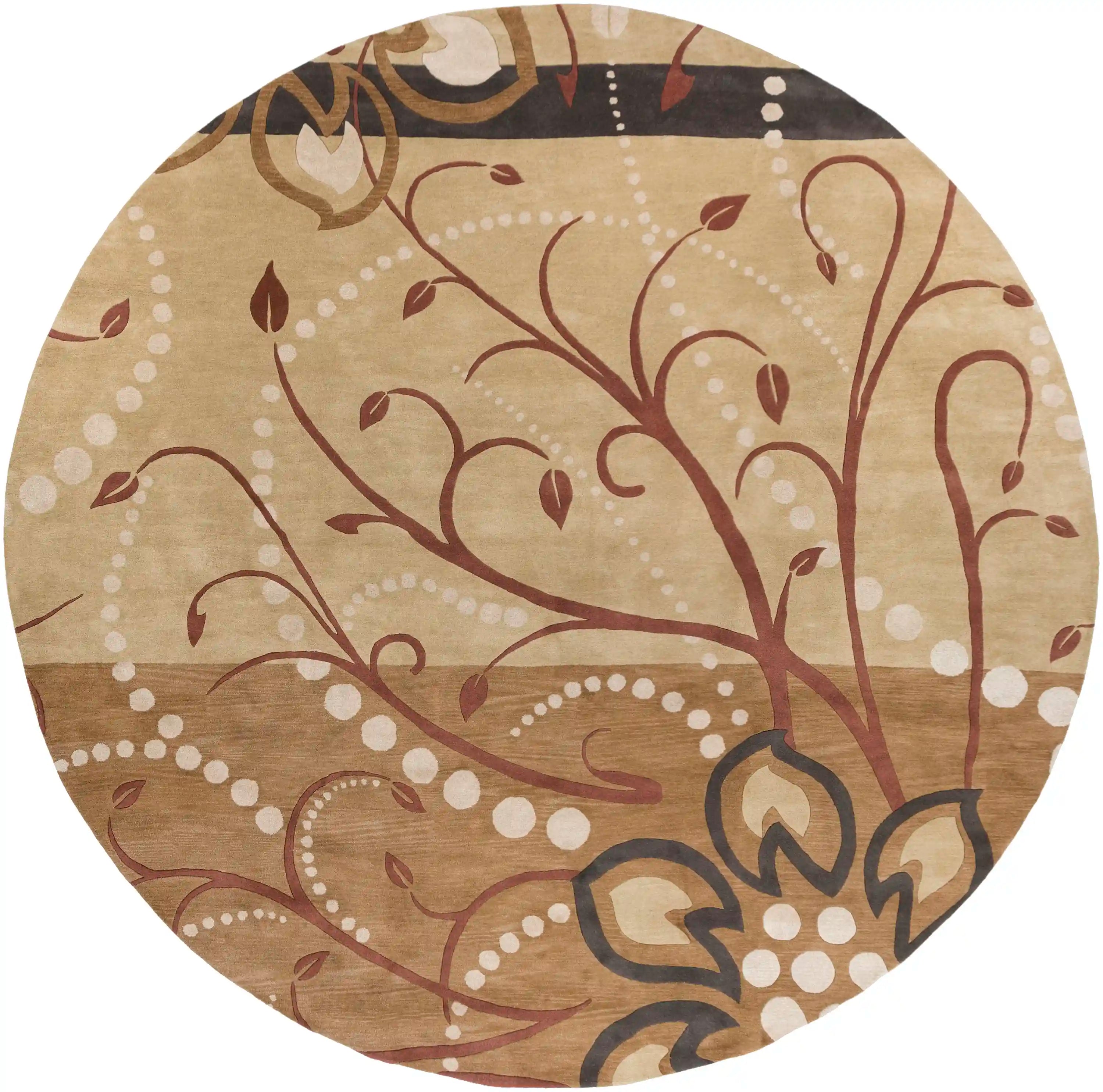 Hand Tufted Athena Brown and Beige Floral Wool Rug