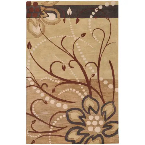 Hand Tufted Athena Brown and Beige Floral Wool Rug