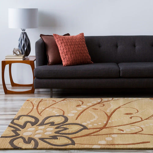 Hand Tufted Athena Brown and Beige Floral Wool Rug