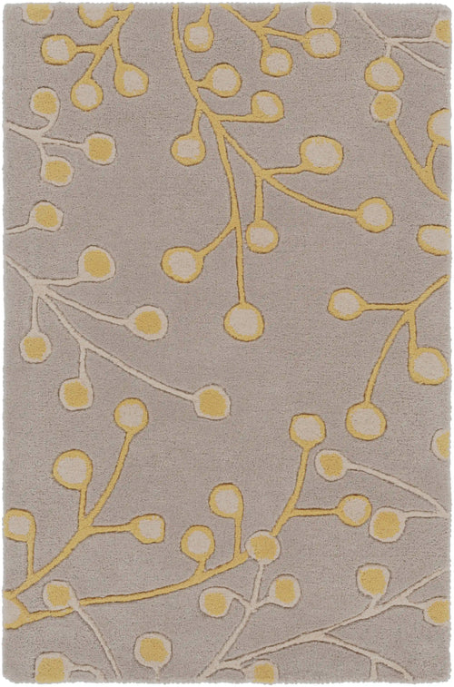 Hand Tufted Athena Gray and Yellow Floral Wool Rug