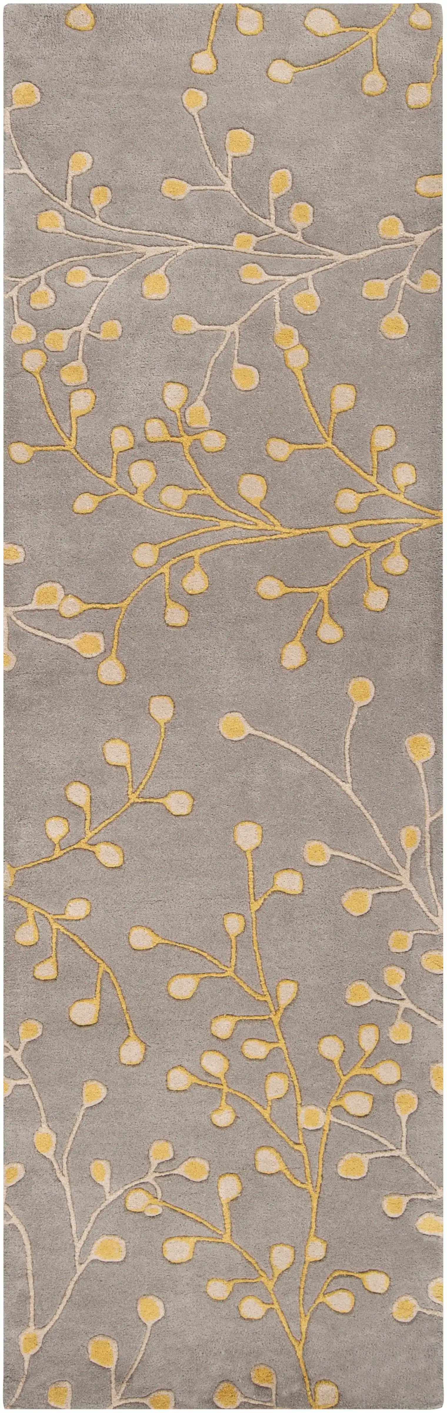 Hand Tufted Athena Gray and Yellow Floral Wool Rug