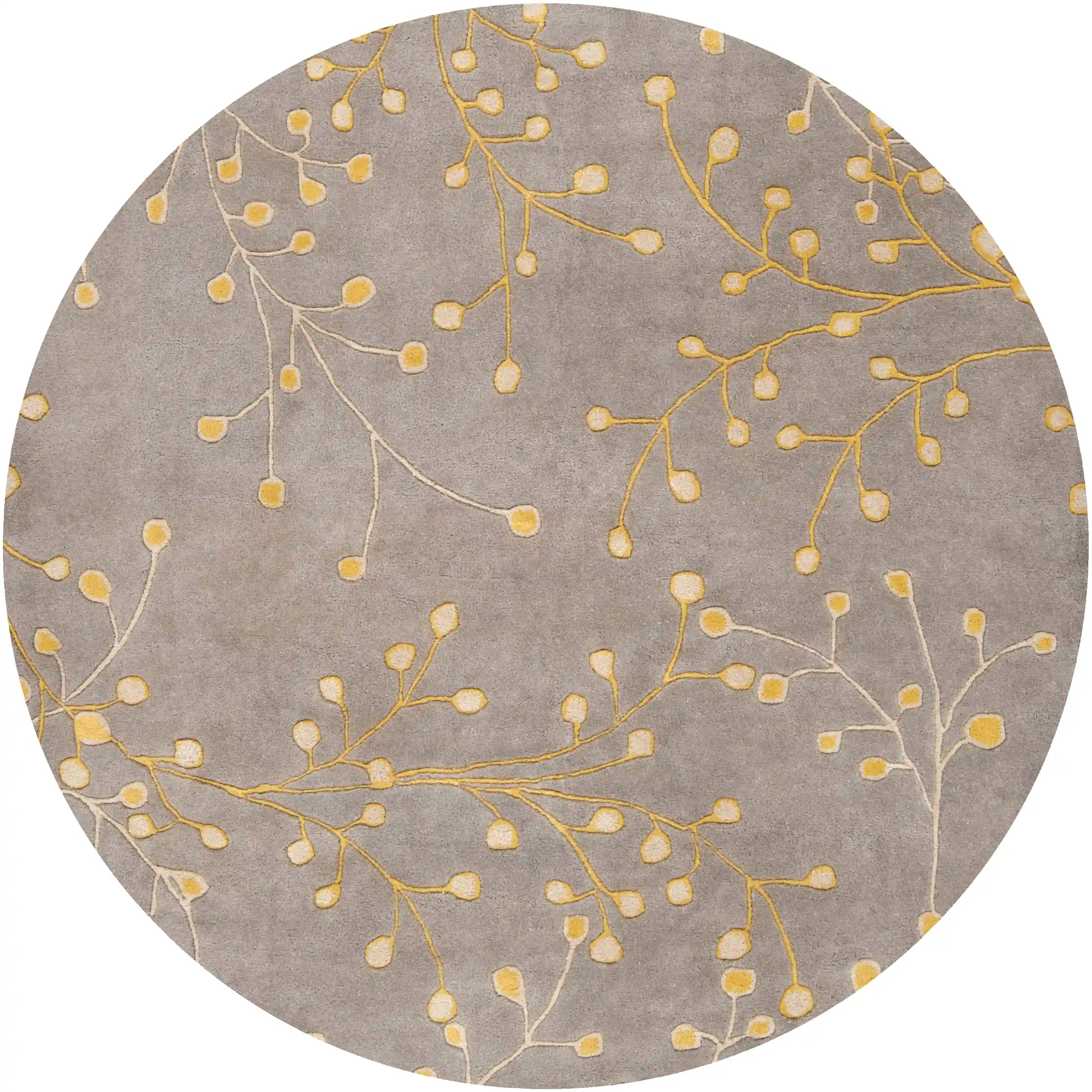 Hand Tufted Athena Gray and Yellow Floral Wool Rug