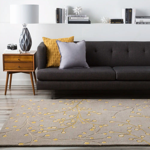 Hand Tufted Athena Gray and Yellow Floral Wool Rug