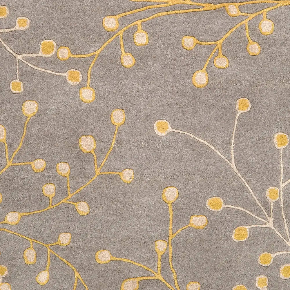 Hand Tufted Athena Gray and Yellow Floral Wool Rug