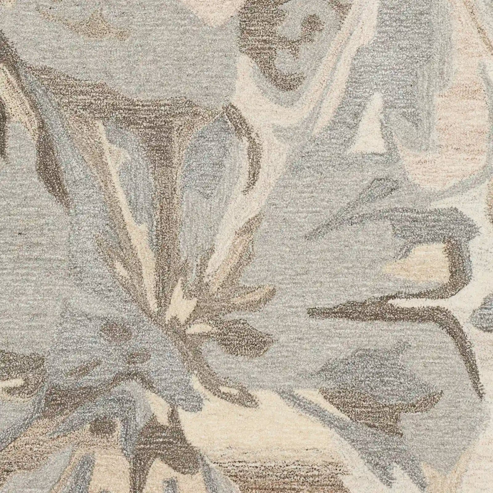Hand Tufted Taupe and Beige Floral Wool Carpet