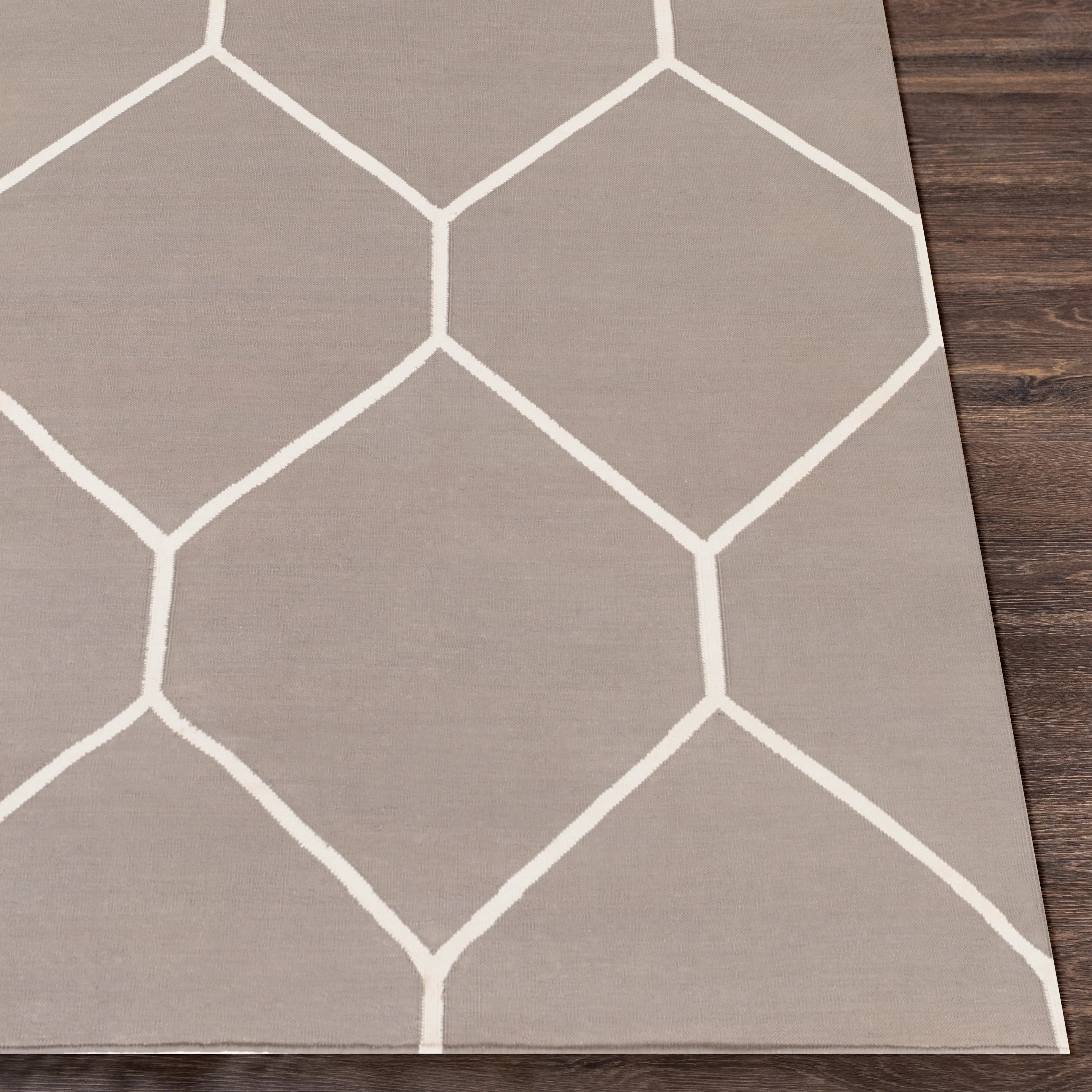 Handwoven Atrium Off White And Gray Cotton Rug
