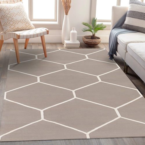 Handwoven Atrium Off White And Gray Cotton Rug