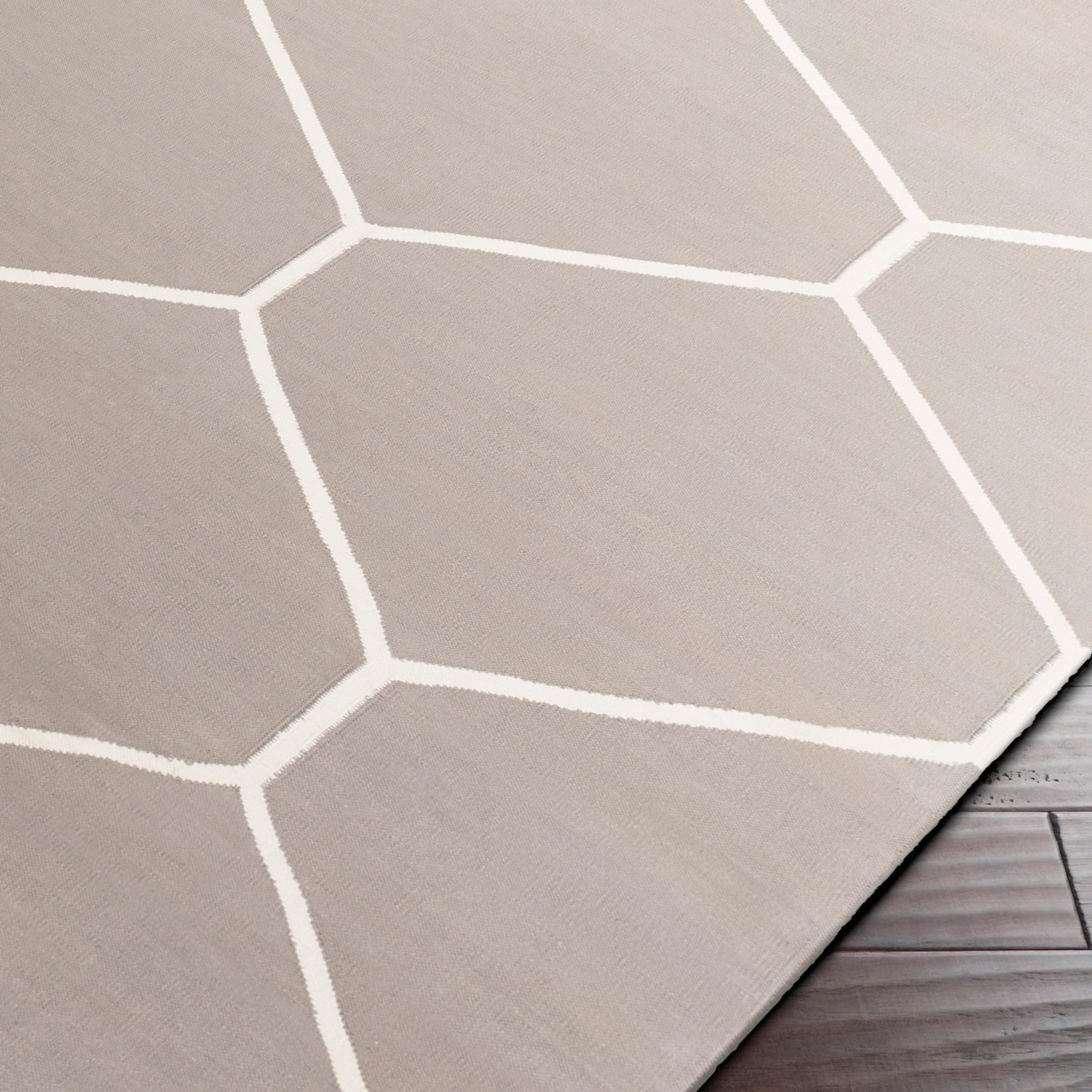 Handwoven Atrium Off White And Gray Cotton Rug