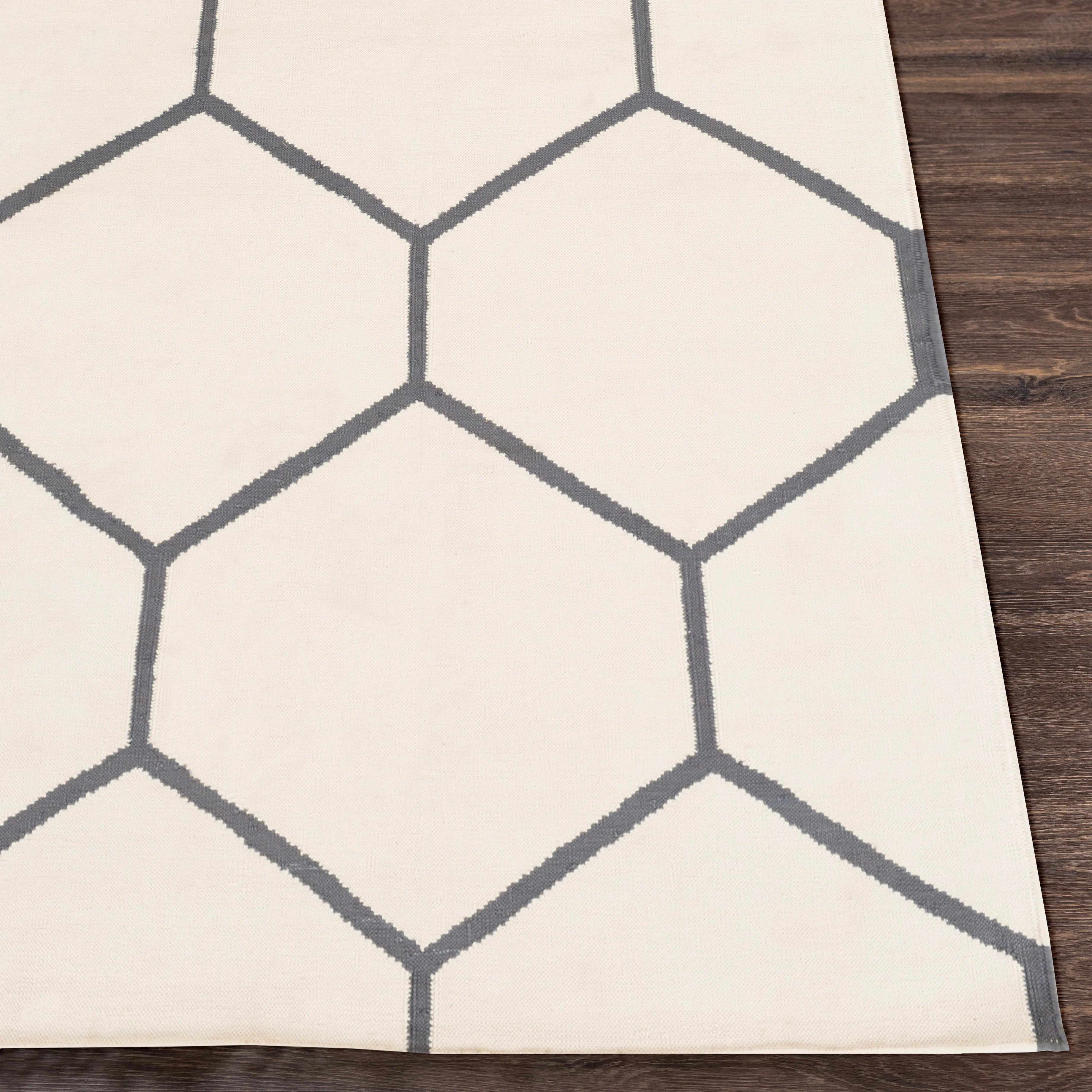 Handwoven Atrium Light Gray and Charcol Cotton Rugs