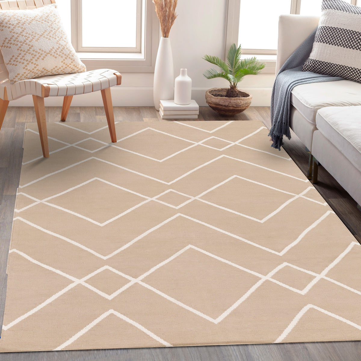 Handwoven Atrium Tan Cotton Rug - Stylish and Sustainable