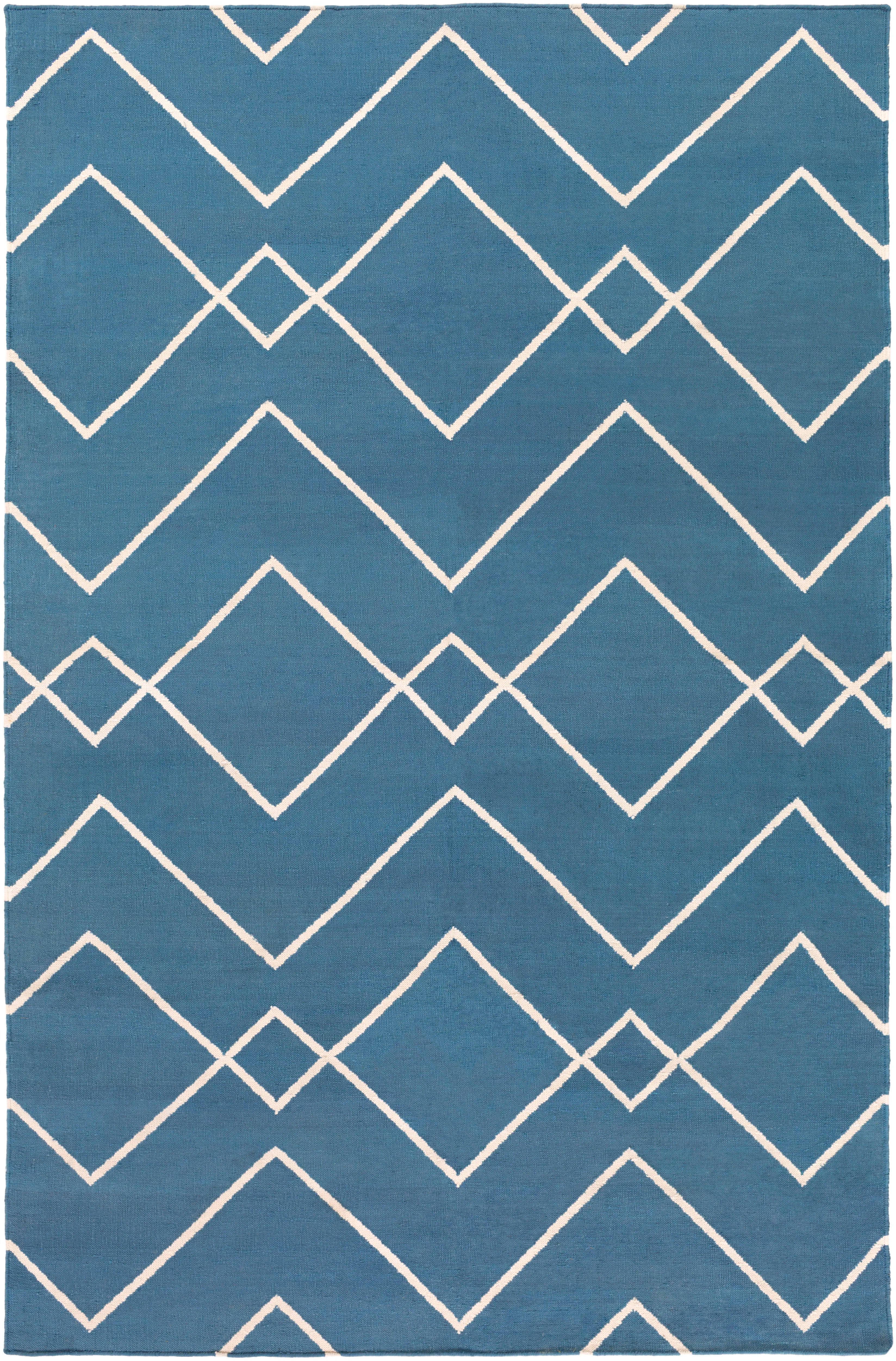 Handwoven Atrium Denim and Off White Cotton Rug