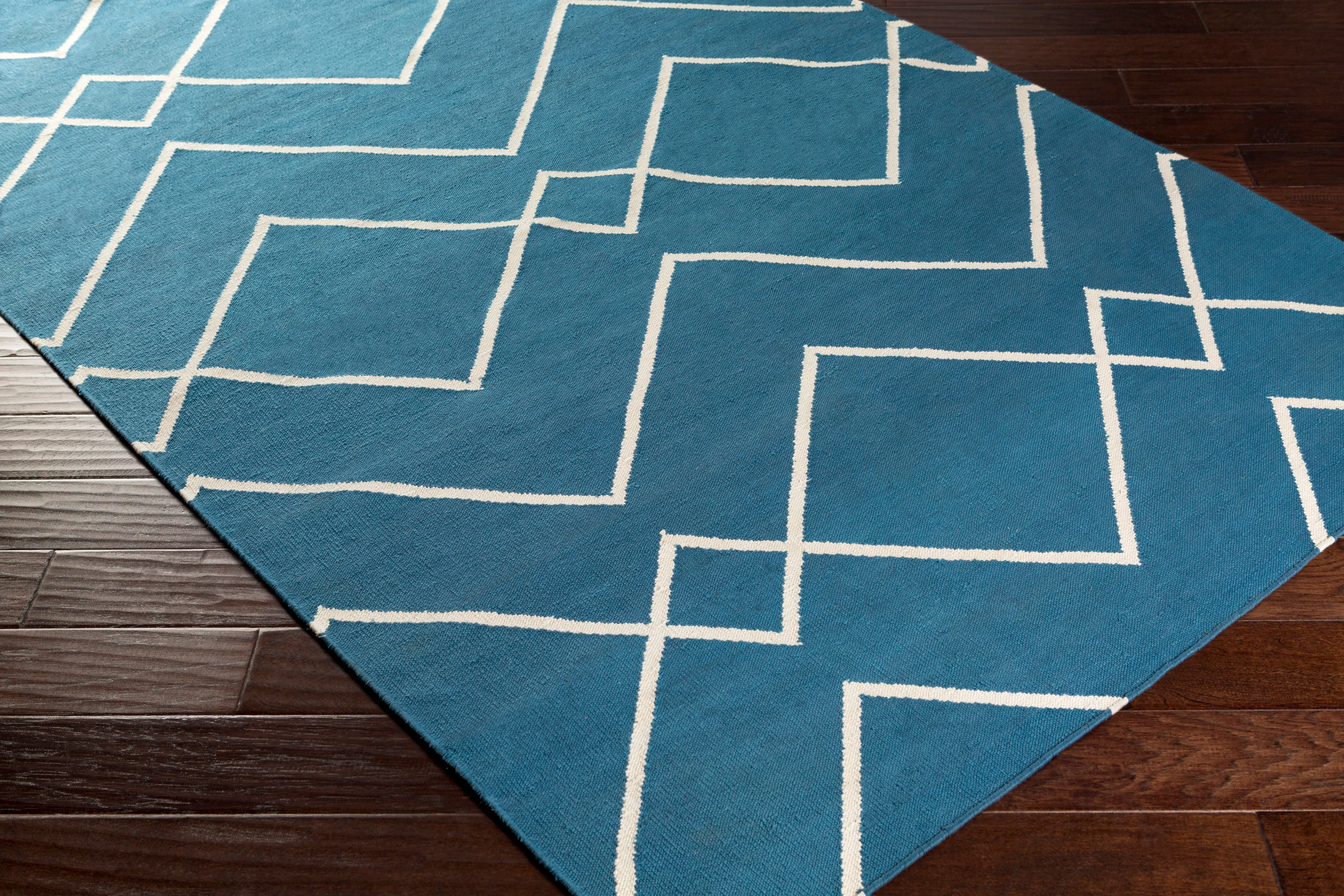 Handwoven Atrium Denim and Off White Cotton Rug