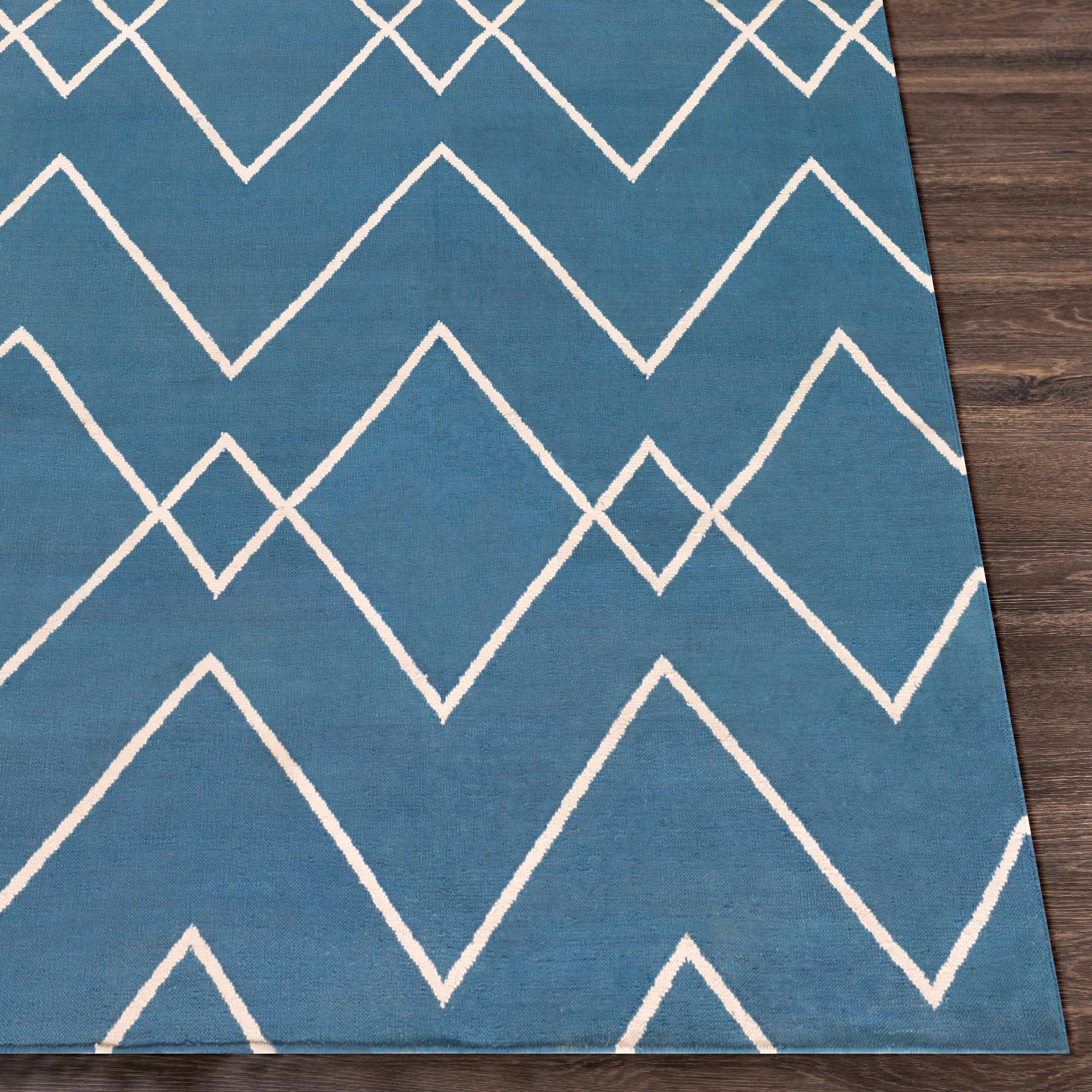 Handwoven Atrium Denim and Off White Cotton Rug