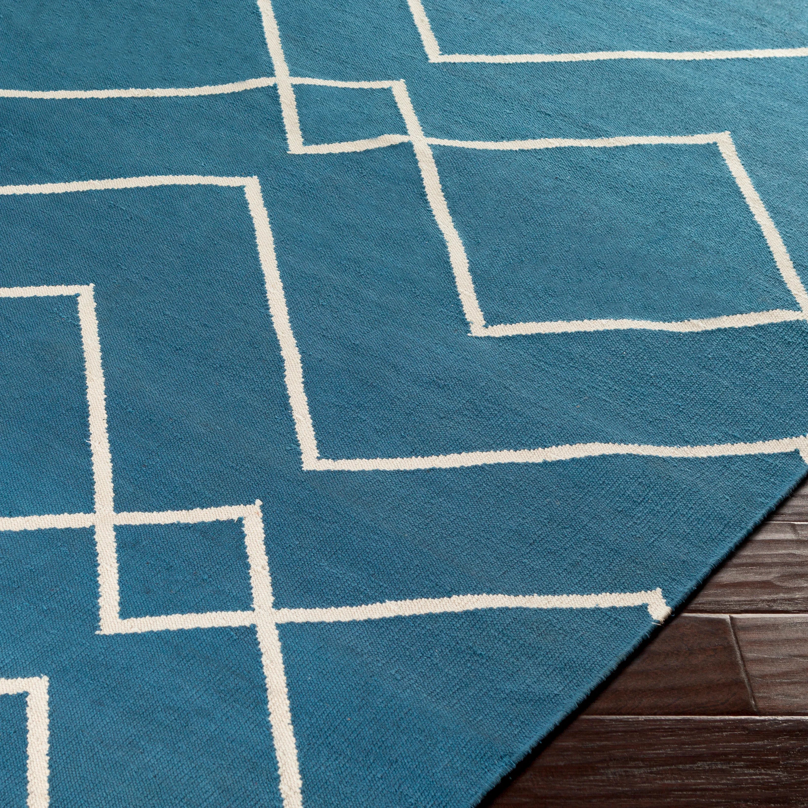 Handwoven Atrium Denim and Off White Cotton Rug