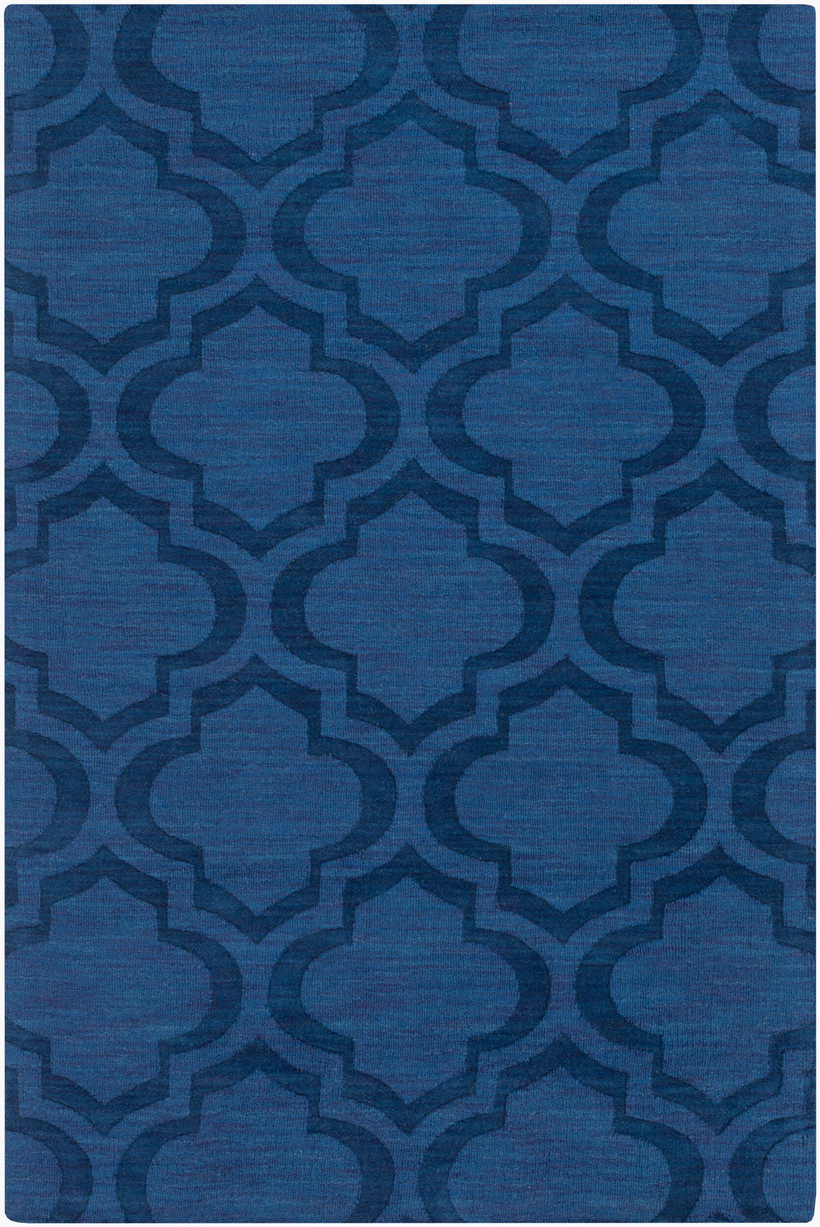 Hand Loomed Central Park Dark Blue Wool Rug